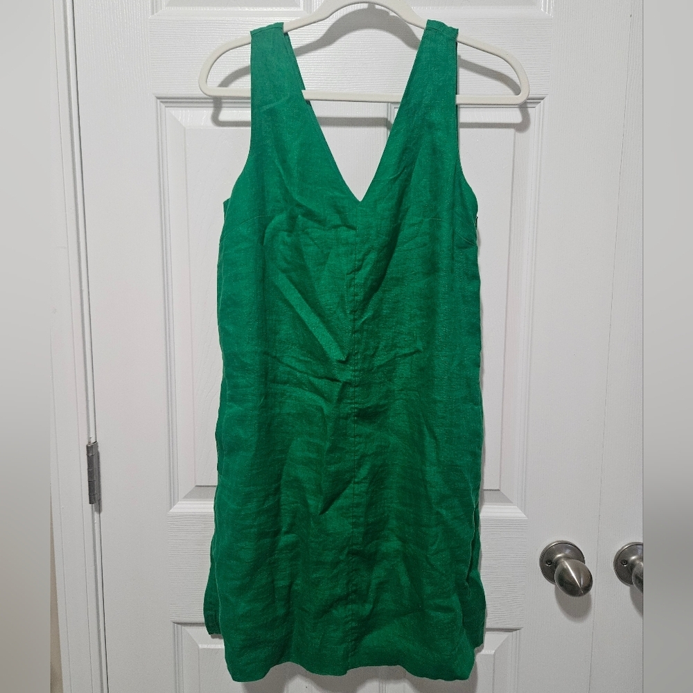 J. Crew Linen Shift V Neck Dress XS